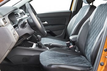 Чехлы для сидений Seintex Ромб Алькантара (спинка 40/60+подлоктник) Volkswagen Polo  Mk6 (2020-2022) лифтбек (Цвет: черный)