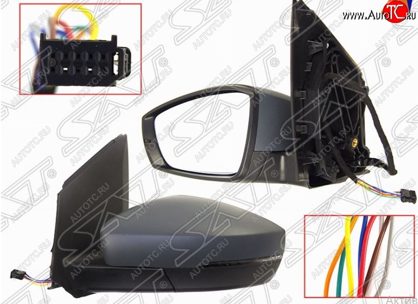 4 799 р. Левое зеркало (поворот, обогрев, складывание, 8конт.) SAT Volkswagen Polo 5 хэтчбек дорестайлинг (2009-2015) (Неокрашенное)  с доставкой в г. Майкоп