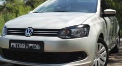 1 429 р. Реснички на фары RA Volkswagen Polo 5 хэтчбек дорестайлинг (2009-2015) (Неокрашенные)  с доставкой в г. Майкоп. Увеличить фотографию 2