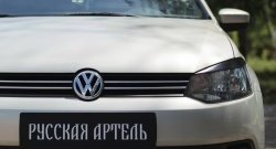 1 429 р. Реснички на фары RA Volkswagen Polo 5 хэтчбек дорестайлинг (2009-2015) (Неокрашенные)  с доставкой в г. Майкоп. Увеличить фотографию 3