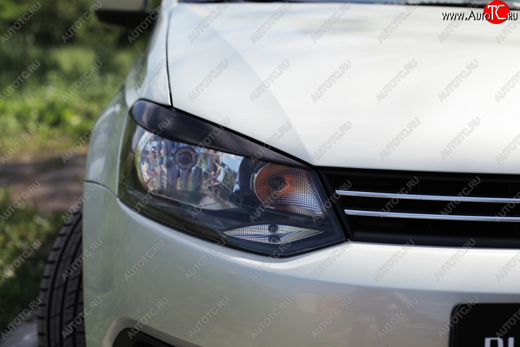 1 429 р. Реснички на фары RA Volkswagen Polo 5 хэтчбек дорестайлинг (2009-2015) (Неокрашенные)  с доставкой в г. Майкоп