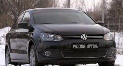 2 099 р. Защитная сетка решетки переднего бампера РА (Highline) Volkswagen Polo 5 хэтчбек дорестайлинг (2009-2015)  с доставкой в г. Майкоп. Увеличить фотографию 3