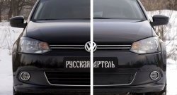 2 099 р. Защитная сетка решетки переднего бампера РА (Highline) Volkswagen Polo 5 хэтчбек дорестайлинг (2009-2015)  с доставкой в г. Майкоп. Увеличить фотографию 6