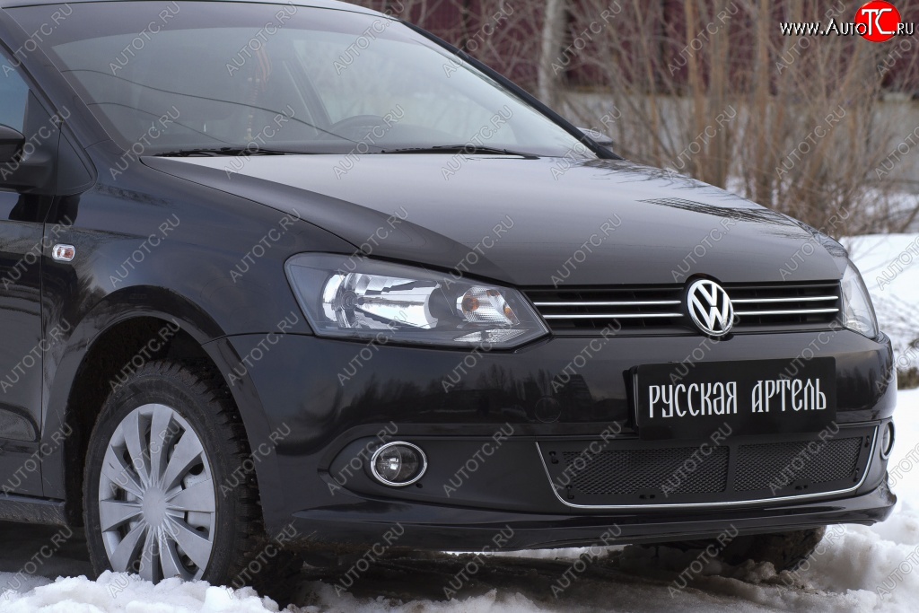 2 099 р. Защитная сетка решетки переднего бампера РА (Highline) Volkswagen Polo 5 хэтчбек дорестайлинг (2009-2015)  с доставкой в г. Майкоп