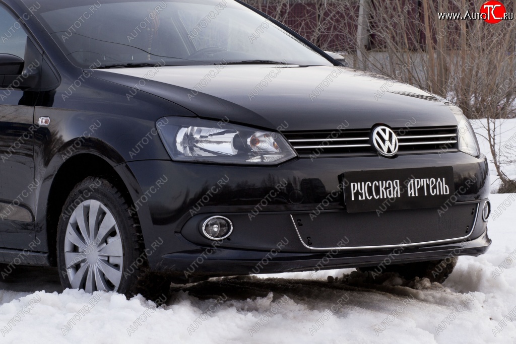 1 069 р. Зимняя заглушка решетки переднего бампера РА (Highline) Volkswagen Polo 5 хэтчбек дорестайлинг (2009-2015)  с доставкой в г. Майкоп