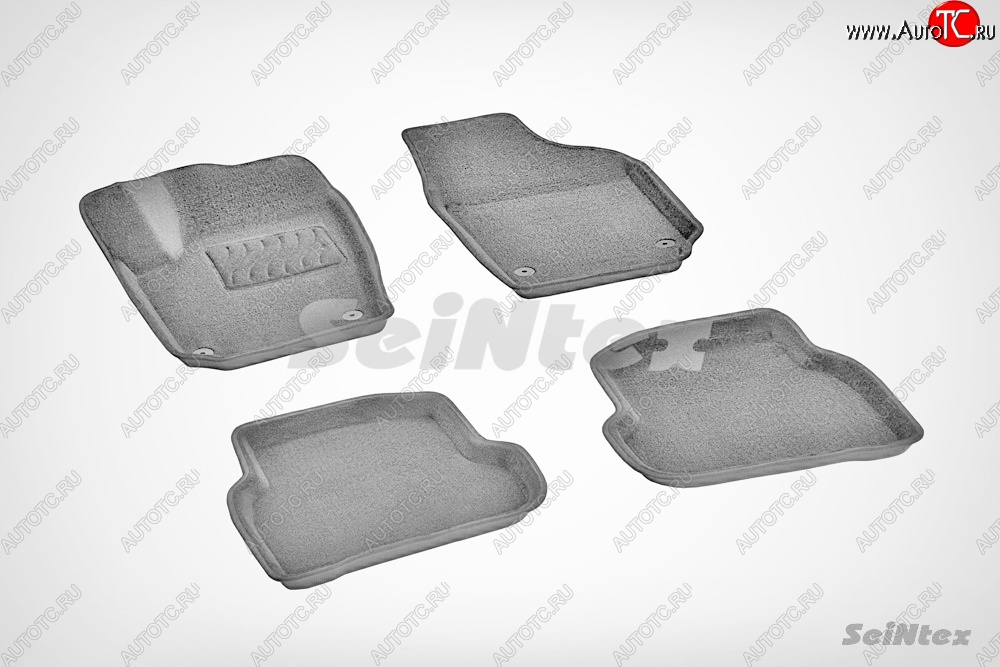 7 049 р. Износостойкие коврики в салон SeiNtex Premium 3D 4 шт. (ворсовые, серые) Volkswagen Polo 5 хэтчбек рестайлинг (2015-2020)  с доставкой в г. Майкоп