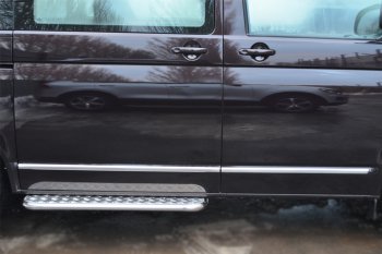 14 449 р. Широкая защита порогов с трубой d42 мм SLITKOFF v2  Volkswagen Transporter  T5 (2009-2015) рестайлинг  с доставкой в г. Майкоп. Увеличить фотографию 4