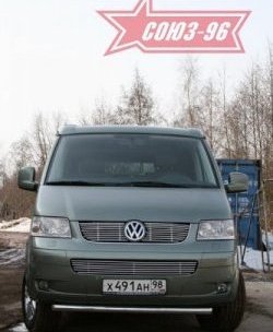 11 249 р. Защита переднего бампера одинарная Souz-96 (d60). Volkswagen Transporter T5 дорестайлинг (2003-2009)  с доставкой в г. Майкоп. Увеличить фотографию 3