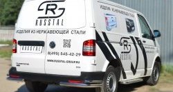 19 999 р. Защита заднего бампера (2 трубы Ø63 и 42 мм уголки, нержавейка) SLITKOFF  Volkswagen Transporter  T5 (2003-2009) дорестайлинг  с доставкой в г. Майкоп. Увеличить фотографию 4