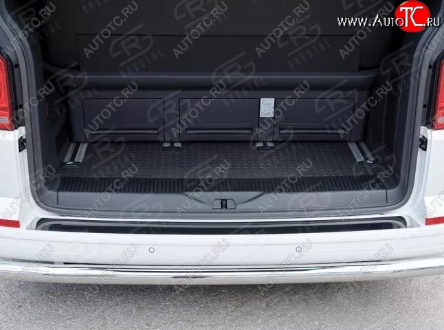 1 999 р. Накладка защитная на верхнюю часть заднего бампера Russtal Volkswagen Caravelle T6 дорестайлинг (2015-2019) (Нержавейка полированная)  с доставкой в г. Майкоп
