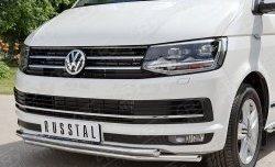 19 549 р. Защита переднего бампера (2 трубыØ42 мм, нержавейка) SLITKOFF  Volkswagen Caravelle  T6 - Transporter  T6  с доставкой в г. Майкоп. Увеличить фотографию 3