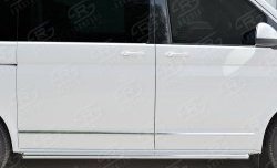 13 549 р. Защита порогов (левая сторона, длинная база, труба, d63 мм) SLITKOFF  Volkswagen Caravelle  T6 - Transporter  T6 (Скос на торцах 45°)  с доставкой в г. Майкоп. Увеличить фотографию 3