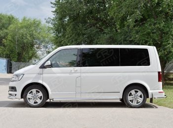 12 749 р. Правая защита порога SLITKOFF из круглой трубы диаметром 63 мм SLITKOFF Volkswagen Transporter T6 дорестайлинг (2015-2019)  с доставкой в г. Майкоп. Увеличить фотографию 2