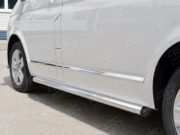 12 749 р. Правая защита порога SLITKOFF из круглой трубы диаметром 63 мм SLITKOFF Volkswagen Transporter T6 дорестайлинг (2015-2019)  с доставкой в г. Майкоп. Увеличить фотографию 3