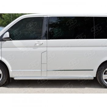 Правая защита порогов SLITKOFF из круглой трубы диаметром 63 мм v3 Volkswagen Caravelle  T6 - Transporter  T6
