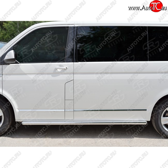 13 549 р. Правая защита порогов SLITKOFF из круглой трубы диаметром 63 мм v3 Volkswagen Multivan T6 дорестайлинг (2016-2019)  с доставкой в г. Майкоп