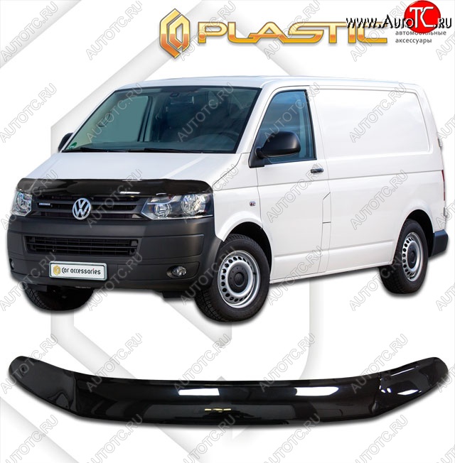 2 799 р. Дефлектор капота CA-Plastik (exclusive) Volkswagen Multivan T6 дорестайлинг (2016-2019) (Classic черный, Без надписи)  с доставкой в г. Майкоп
