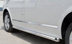 Защита порогов из круглой трубы диаметром 63 мм (короткая база) SLITKOFF (правая защита) Volkswagen Multivan  T6 - Transporter  T6