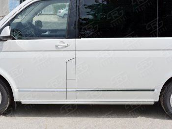 11 999 р. Правая защита порогов SLITKOFF из круглой трубы d63 мм Volkswagen Transporter T6 дорестайлинг (2015-2019)  с доставкой в г. Майкоп. Увеличить фотографию 2