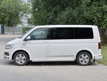 14 449 р. Правая широкая защита порогов SLITKOFF из круглой трубы d63 мм v2 Volkswagen Multivan T6 дорестайлинг (2016-2019)  с доставкой в г. Майкоп. Увеличить фотографию 2