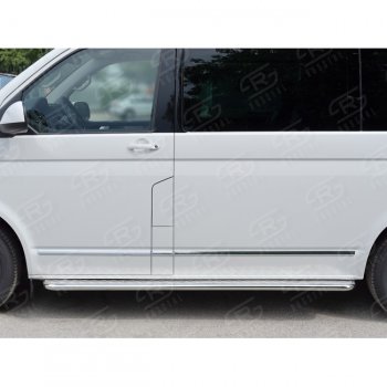 Правая широкая защита порогов SLITKOFF из круглой трубы d63 мм v2 Volkswagen Multivan  T6 - Transporter  T6