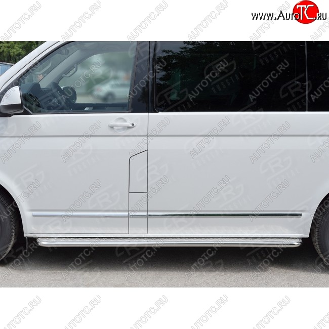 14 449 р. Правая широкая защита порогов SLITKOFF из круглой трубы d63 мм v2 Volkswagen Multivan T6 дорестайлинг (2016-2019)  с доставкой в г. Майкоп