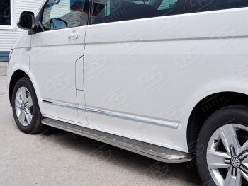 22 699 р. Правая защита порогов SLITKOFF из круглой трубы d63 мм v3 Volkswagen Multivan T6 дорестайлинг (2016-2019)  с доставкой в г. Майкоп. Увеличить фотографию 2