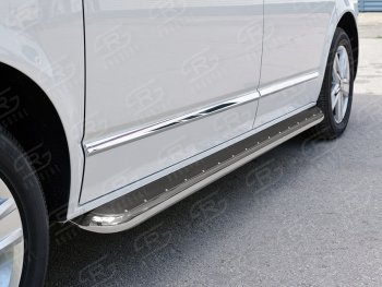 22 699 р. Левая широкая защита порогов с трубой диаметром 42 мм SLITKOFF Volkswagen Multivan T6 дорестайлинг (2016-2019)  с доставкой в г. Майкоп. Увеличить фотографию 2