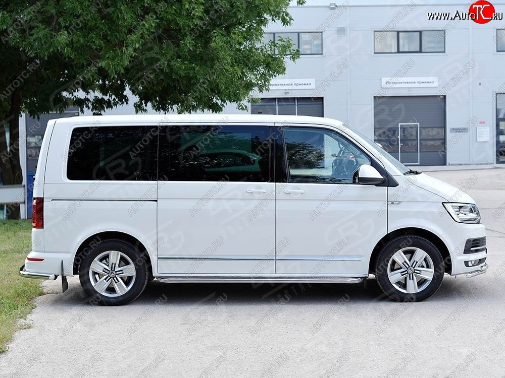 22 699 р. Левая широкая защита порогов с трубой диаметром 42 мм SLITKOFF Volkswagen Multivan T6 дорестайлинг (2016-2019)  с доставкой в г. Майкоп
