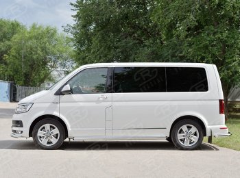 12 749 р. Правая защита порогов SLITKOFF из круглой трубы d63 мм v2 Volkswagen Multivan T6 дорестайлинг (2016-2019)  с доставкой в г. Майкоп. Увеличить фотографию 2