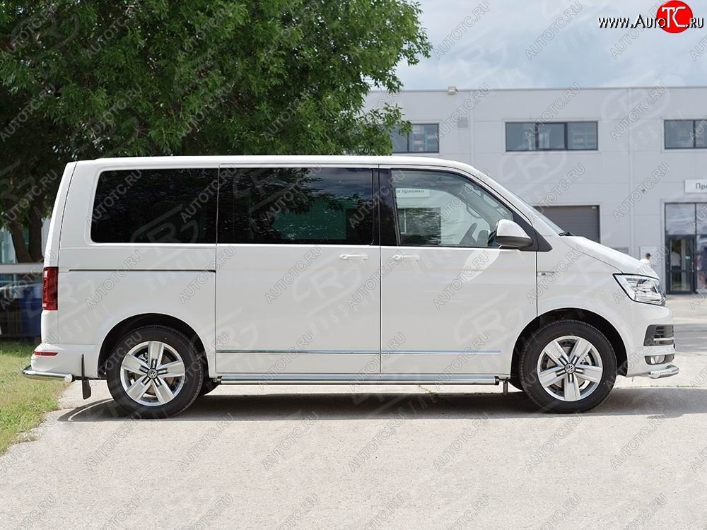 12 749 р. Левая защита порога SLITKOFF из круглой трубы диаметром 63 мм v2 Volkswagen Transporter T6 дорестайлинг (2015-2019)  с доставкой в г. Майкоп