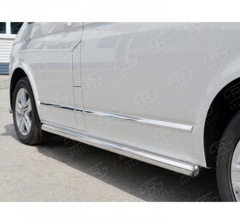 Правая защита порогов SLITKOFF из круглой трубы d63 мм v3 Volkswagen Multivan  T6 - Transporter  T6