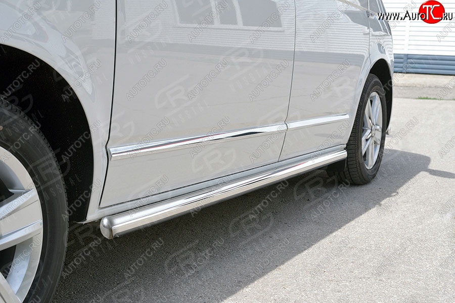 13 549 р. Левая защита порогов SLITKOFF из круглой трубы d63 мм SLITKOFF Volkswagen Multivan T6 дорестайлинг (2016-2019)  с доставкой в г. Майкоп