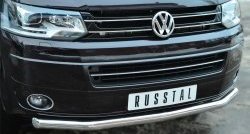 17 499 р. Одинарная защита переднего бампера диаметром 63 мм (Multivan-Caravelle) SLITKOFF Volkswagen Caravelle T5 рестайлинг (2009-2015)  с доставкой в г. Майкоп. Увеличить фотографию 2
