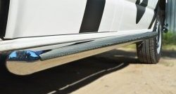 71 999 р. Левая защита порогов из круглой трубы диаметром 63 мм Russtal Volkswagen Transporter T6 дорестайлинг (2015-2019) (Защита порогов с со скосами на торцах (вариант 1))  с доставкой в г. Майкоп. Увеличить фотографию 4