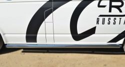 71 999 р. Левая защита порогов из круглой трубы диаметром 63 мм Russtal Volkswagen Transporter T6 дорестайлинг (2015-2019) (Защита порогов с со скосами на торцах (вариант 1))  с доставкой в г. Майкоп. Увеличить фотографию 6