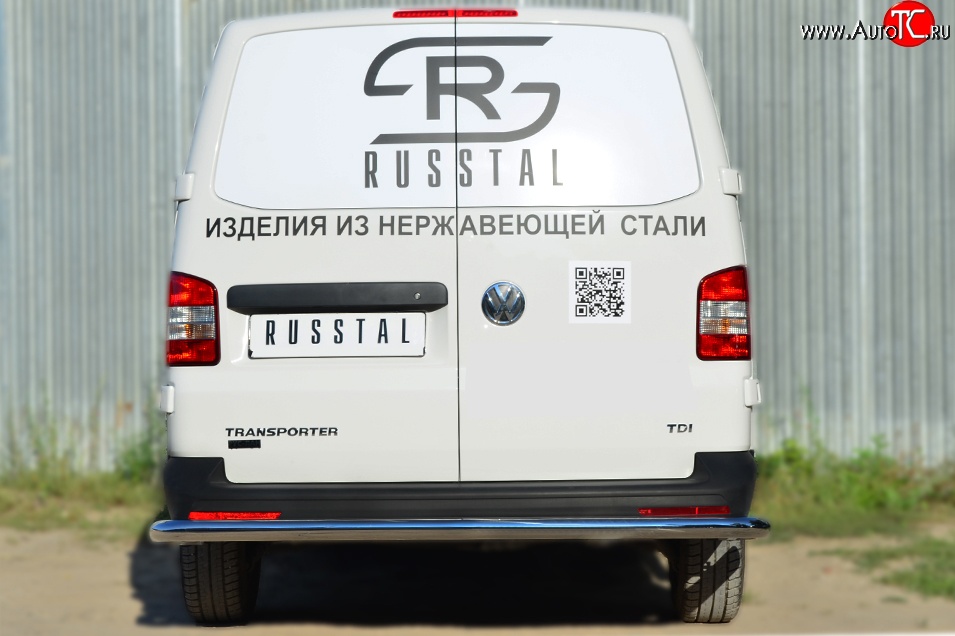 16 999 р. Защита заднего бампера (Ø63 мм, нержавейка) SLITKOFF Volkswagen Transporter T5 рестайлинг (2009-2015)  с доставкой в г. Майкоп
