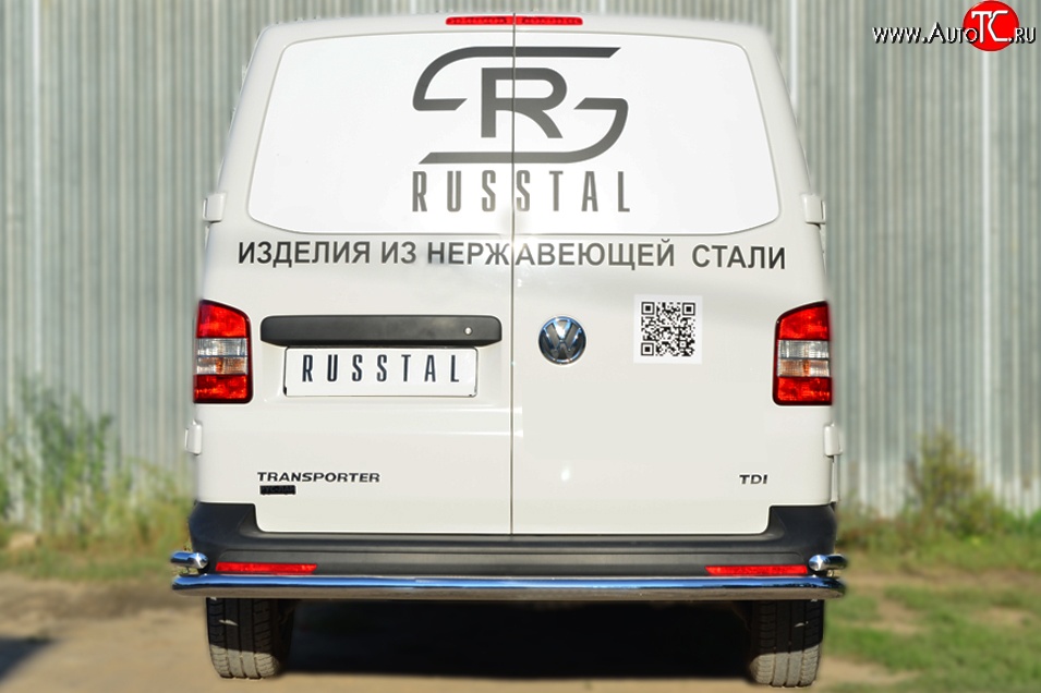 18 999 р. Защита заднего бампера (Ø63 и 42 мм с уголками, нержавейка) SLITKOFF Volkswagen Transporter T5 рестайлинг (2009-2015)  с доставкой в г. Майкоп