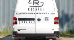 Защита заднего бампера (2 трубы Ø63 и 42 мм уголки, нержавейка) SLITKOFF Volkswagen Caravelle ( T5,  T6) - Transporter ( T5,  T6)