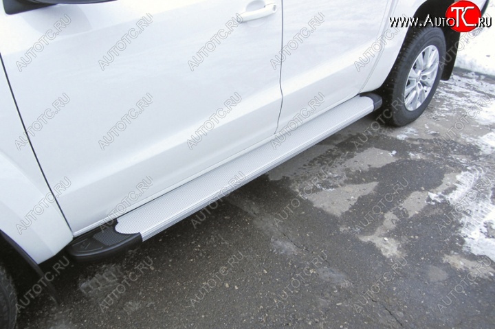 16 999 р. Алюминиевые пороги для ног Slitkoff (Optima)  Volkswagen Teramont  CA1 (2016-2020) дорестайлинг (Чёрные)  с доставкой в г. Майкоп