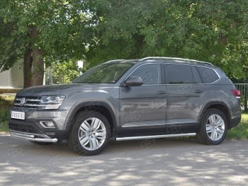 19 999 р. Защита переднего бампера (2 трубы Ø63 и 42 мм, нержавейка) SLITKOFF  Volkswagen Teramont  CA1 (2016-2020) дорестайлинг  с доставкой в г. Майкоп. Увеличить фотографию 2