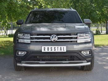 Защита переднего бампера (Ø63 мм, нержавейка) SLITKOFF Volkswagen Teramont  CA1 (2016-2020) дорестайлинг