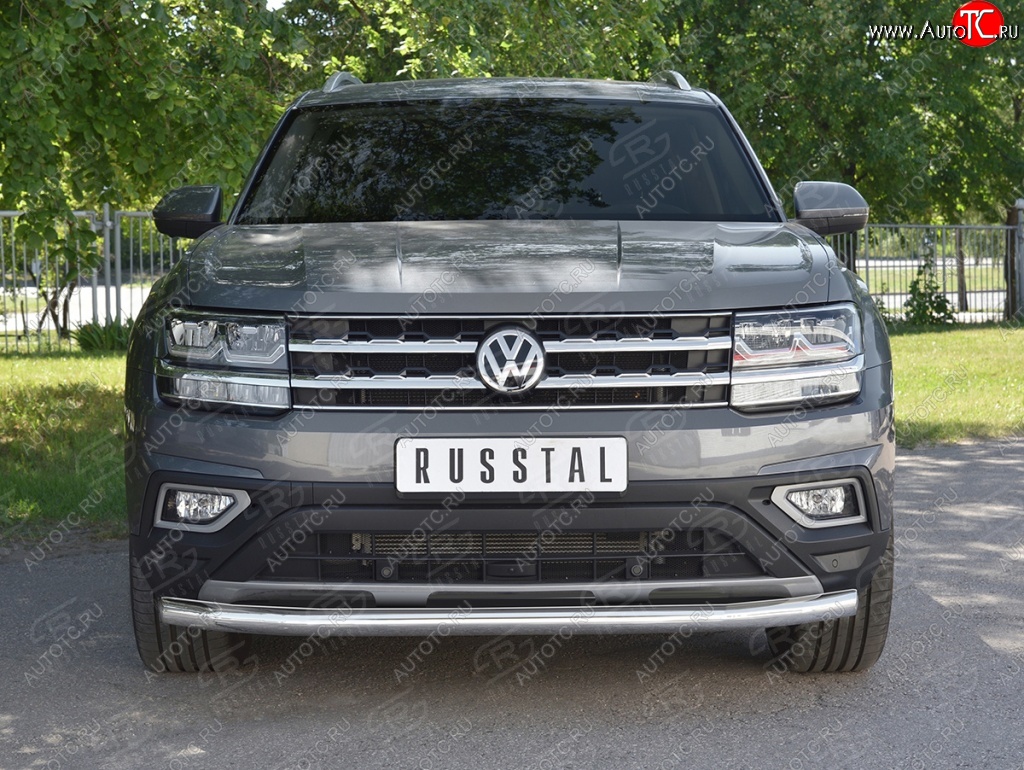 18 299 р. Защита переднего бампера (Ø63 мм, нержавейка) SLITKOFF  Volkswagen Teramont  CA1 (2016-2020) дорестайлинг  с доставкой в г. Майкоп