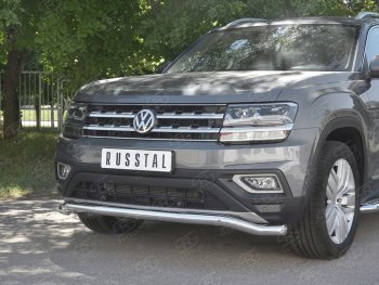 18 849 р. Защита переднего бампера (Ø63 мм волна, нержавейка) SLITKOFF  Volkswagen Teramont  CA1 (2016-2020) дорестайлинг  с доставкой в г. Майкоп. Увеличить фотографию 4