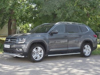 23 999 р. Защита переднего бампера (2 трубы Ø63 и 42 мм, нержавейка) SLITKOFF  Volkswagen Teramont  CA1 (2016-2020) дорестайлинг  с доставкой в г. Майкоп. Увеличить фотографию 2