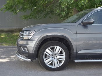 23 999 р. Защита переднего бампера (2 трубы Ø63 и 42 мм, нержавейка) SLITKOFF  Volkswagen Teramont  CA1 (2016-2020) дорестайлинг  с доставкой в г. Майкоп. Увеличить фотографию 3