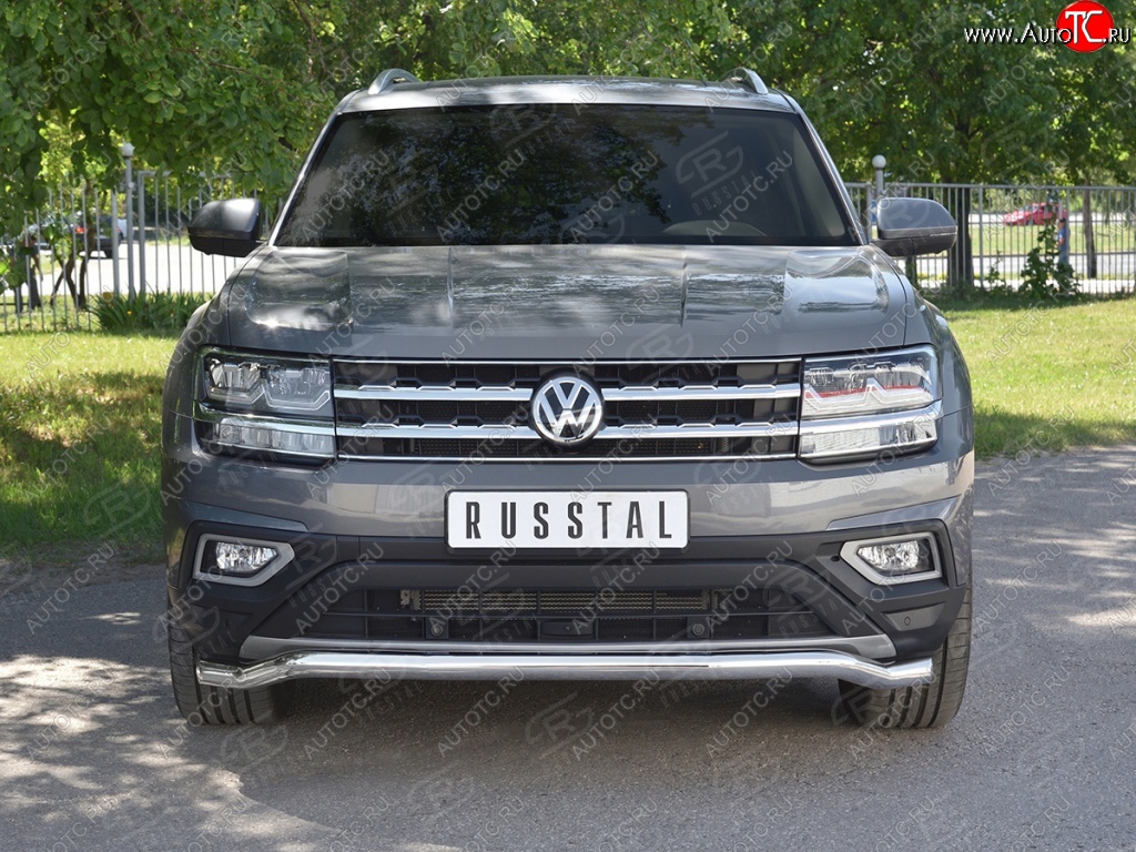 18 849 р. Защита переднего бампера (Ø63 мм волна, нержавейка) SLITKOFF  Volkswagen Teramont  CA1 (2016-2020) дорестайлинг  с доставкой в г. Майкоп