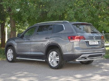 16 999 р. Защита заднего бампера (2 трубы Ø63 и 42 мм, нержавейка) SLITKOFF Volkswagen Teramont CA1 дорестайлинг (2016-2020)  с доставкой в г. Майкоп. Увеличить фотографию 2