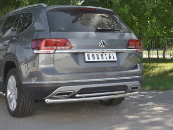 16 999 р. Защита заднего бампера (2 трубы Ø63 и 42 мм, нержавейка) SLITKOFF Volkswagen Teramont CA1 дорестайлинг (2016-2020)  с доставкой в г. Майкоп. Увеличить фотографию 4