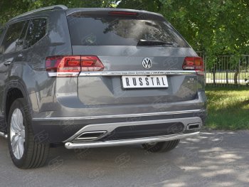15 249 р. Защита заднего бампера (Ø63 мм, нержавейка) SLITKOFF Volkswagen Teramont CA1 дорестайлинг (2016-2020)  с доставкой в г. Майкоп. Увеличить фотографию 4